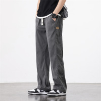 轻熟风休闲长裤男 抽绳宽松版型 浅灰垂感阔腿裤 男供应