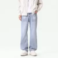 高品质水洗牛仔裤潮牌2026美式新款高街长裤直筒复古休闲宽松裤子