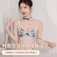 内衣文胸套装绑带蕾丝小胸少女无钢圈胸罩聚拢甜美性感透气胸衣