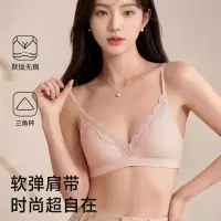 法式蕾丝三角杯深V螺纹内衣女士薄款透气无钢圈舒适无痕文胸罩