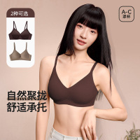 自然微拉德无痕内衣女士果冻条软支撑小胸聚拢舒适透气文胸罩
