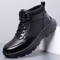 男士皮靴2026冬季加绒加厚保暖棉鞋时尚厚底防滑户外运动休闲皮鞋