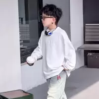 儿童宽松T恤长袖圆领休闲上衣2026新款大男童洋气韩版潮酷打底衫