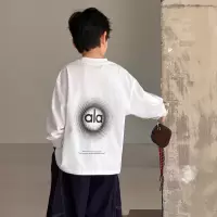 儿童男童春秋款长袖白色T恤2026新款春装内搭打底衫体恤上衣t