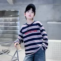 儿童装男童春装卫衣2026新款中大童春秋款男孩春季条纹上衣潮