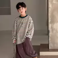 儿童装男童春装条纹T恤2026新款春季打底衫t中大童春秋款男孩长袖
