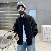 儿童装男童春装白色衬衫春秋款2026新款痞帅男孩春季中大童长袖潮