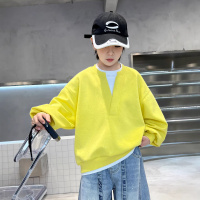 男童假两件卫衣春秋季2026新款中大童烫钻打底衫痞帅儿童春装衣服