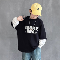 男童假两件套打底衫2026新款中大童春装内搭纯棉T儿童开春长袖T恤