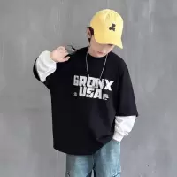 男童假两件套打底衫2026新款中大童春装内搭纯棉T儿童开春长袖T恤