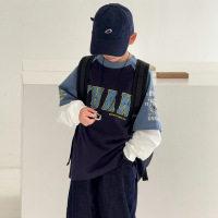 男童假两件长袖T恤春秋款2026新款儿童春装卫衣男孩春季打底衫潮