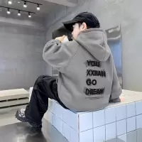 男童卫衣春秋款2026新款男孩春装儿童春季连帽上衣中大童痞帅炸街