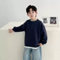 男童卫衣春装2026新款青少年韩版帅气打底衫春秋款儿童春季假两件