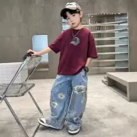 男童夏装套装2026新款大童洋气休闲潮t儿童夏季短袖T恤长裤两件套