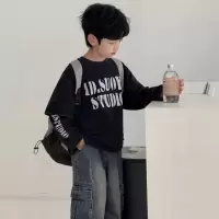 男童春秋款长袖T恤2026新款儿童上衣t大童春季男孩春装帅气打底衫