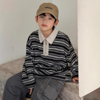 男童春装POLO衫2026新款条纹儿童春季打底衫男孩大童韩系长袖上衣