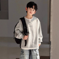 男童春装卫衣2026春季新款拼接春秋款韩版帅气儿童假两件上衣潮酷