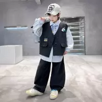 男童春装套装2026新款春季痞帅儿童休闲衣服潮男孩马甲两件套