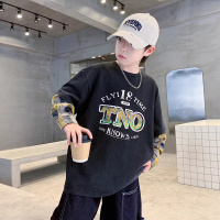 男童春装长袖T恤春秋款2026新款男孩春季卫衣潮T儿童装假两件上衣