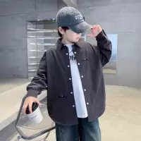 男童衬衫外套薄款2026新款中大儿童韩版开衫潮早春季酷帅上衣