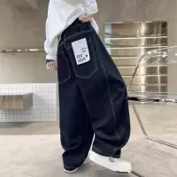 男童春装牛仔裤子2026新款初中生宽松帅气男孩春秋季儿童直筒裤潮