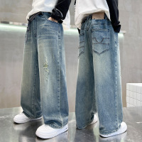 男童春装直筒牛仔裤2026春秋新款儿童中大童儿童长裤男孩阔腿裤潮