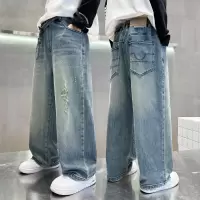 男童春装直筒牛仔裤2026春秋新款儿童中大童儿童长裤男孩阔腿裤潮