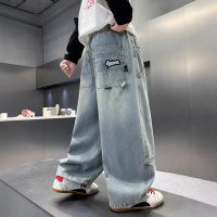 男童直筒牛仔裤春秋款2026新款中大童长裤春季炸街儿童春装裤子潮