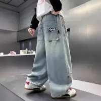 男童直筒牛仔裤春秋款2026新款中大童长裤春季炸街儿童春装裤子潮