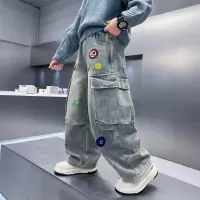 儿童装男童裤子春装2026新款春秋款中大童男孩春季工装牛仔裤