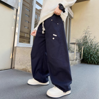 男童工装裤春秋款2026新款大儿童装痞帅直筒阔腿裤子休闲男孩春装