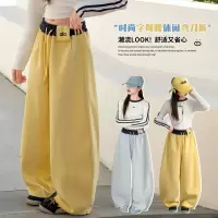 女童卫裤春装2026新款儿童炸街运动长裤女大童韩版时髦阔腿裤