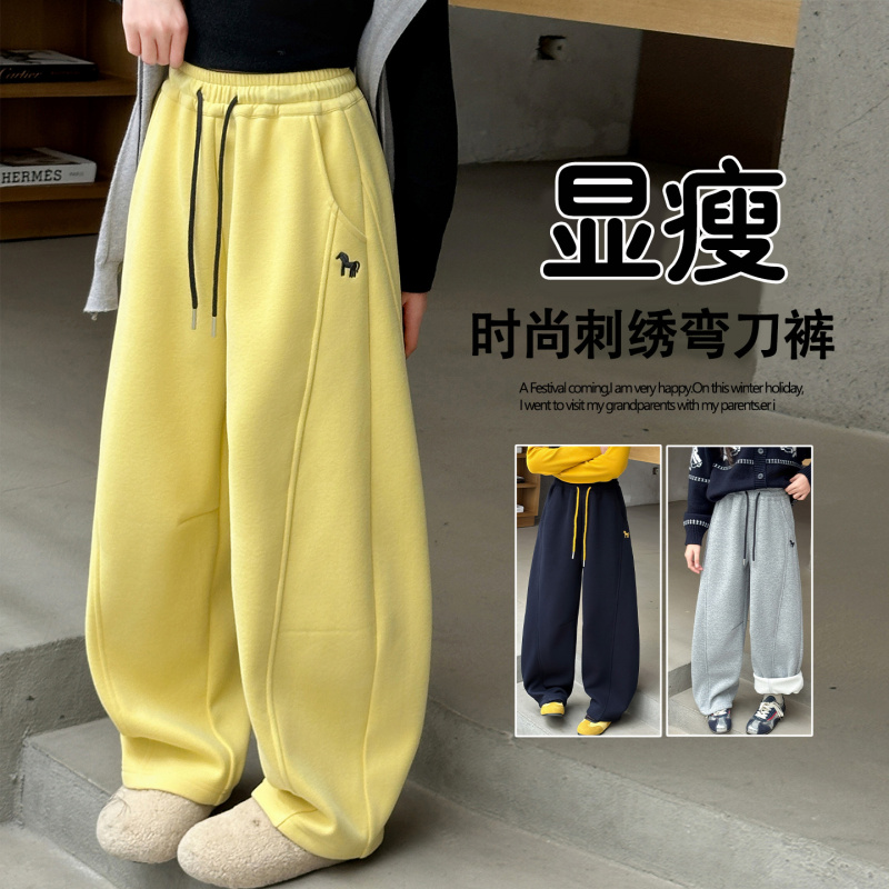 女童裤子韩系春装2026新款初中生女孩大童运动卫裤儿童直筒裤