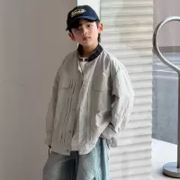 男童外套春秋款2026新款大童春装男孩潮酷儿童装痞帅工装夹克上衣