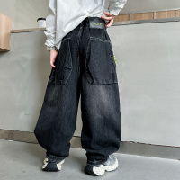 男童春秋款裤子男孩帅气大儿童休闲直筒阔腿牛仔春季潮