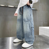 男童春装牛仔裤2026新款中大童春秋款男孩春季儿童直筒长裤宽松