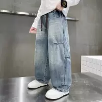 男童春装牛仔裤2026新款中大童春秋款男孩春季儿童直筒长裤宽松