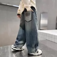 男童春装牛仔裤2026春秋新款中大童男孩直筒阔腿裤儿童宽松裤子潮