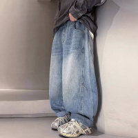 男童春装牛仔裤春秋款2026新款男孩大童帅气裤儿童直筒裤子潮