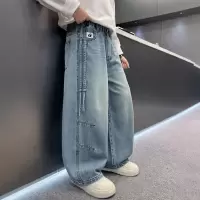 男童春装裤子2026新款中大童春秋款男孩直筒春季儿童工装牛仔长裤