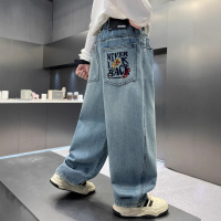 男童春装裤子2026新款中大童春秋款长裤春季男孩直筒牛仔裤潮