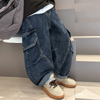 男童牛仔裤春季炸街中大童裤子痞帅直筒长裤儿童装春装春秋新款