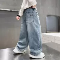 男童牛仔裤春秋新款2026中大童痞帅宽松直筒阔腿长裤儿童裤子春装
