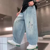 男童牛仔裤春秋款2026新款中大童男孩长裤儿童春秋季破洞直筒裤潮