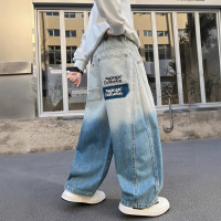 男童牛仔裤春秋款2026新款大儿童装春季痞帅直筒阔腿裤子男孩春装