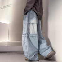 男童牛仔裤春秋款2026新款男孩春装大儿童装痞帅宽松休闲直筒裤子