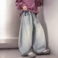 男童牛仔裤春秋款2026新款男孩直筒裤子春装宽松儿童韩版阔腿裤潮