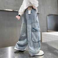 男童直筒牛仔裤2026春秋新款初中生阔腿长裤儿童中大童宽松春装潮