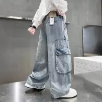 男童直筒牛仔裤2026春秋新款初中生阔腿长裤儿童中大童宽松春装潮