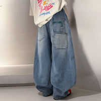 男童裤子春秋款2026新款大童裤男孩阔腿裤儿童装牛仔裤痞帅风